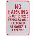 National Marker Co No Parking Unauthorized Vehicles Aluminum Sign, .08mm Thick TM12J